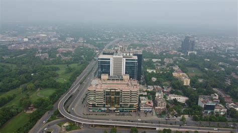 Top view aerial photo from flying drone of a Punjab Global City with ...