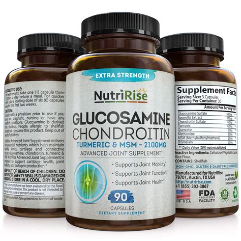 Glucosamine Chondroitin MSM Turmeric 2100mg - 3X Triple Strength Joint ...