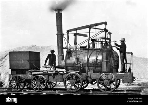 Historic photograph, one of the first steam engines, Puffing Billy, around 1870 Stock Photo - Alamy