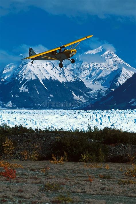 Alaska Bush Plane Landing at Knik Glacier Picknick Table Strip, Stock Photo - Image of table ...