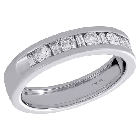 14K White Gold Baguette & Round Diamond Mens Wedding Band Engagement Ring 1 Ct. - Walmart.com