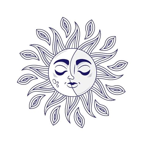 Premium Vector | Sun and moon drawing illustration