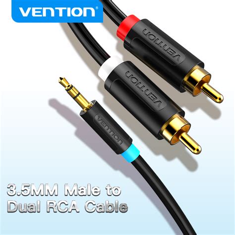 Vention 3.5mm Audio Jack to 2 RCA Male Cable HiFi 3.5mm Male to 2 Male ...