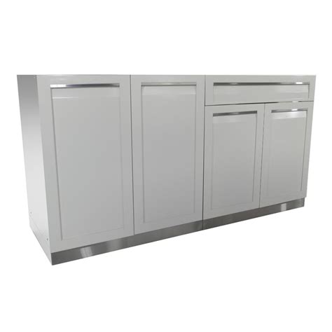 4 Life Outdoor Stainless Steel 2-Piece 64x35x22.5 in. Outdoor Kitchen Cabinet Set with Powder ...