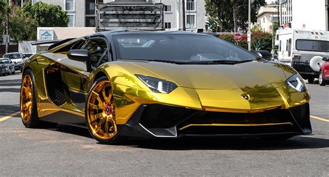 Chris Brown’s Aventador SV Roadster Shines With Gold Chrome Wrap ...