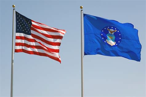 The American flag and the U.S. Air Force Flag fly over the ceremonial parade field on Bolling ...