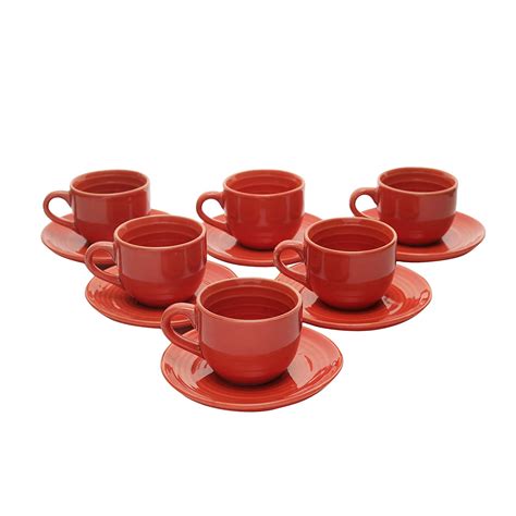 Handcrafted Glazed Rust Tea Set -Pack Of 12 Buy Online at MiahDecor Store