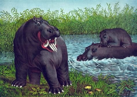 Vintage Hippopotamus Illustration Free Stock Photo - Public Domain Pictures
