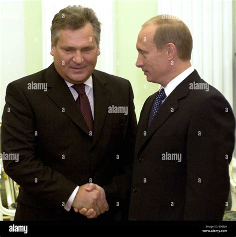 Russia s president Vladimir Putin right meeting the Polish president ...