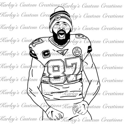 Travis Kelce Kc Chief, Kelce Excited Line Drawing Number 87 Flexing ...