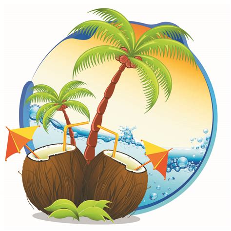 beach cartoon coconut tree - Clip Art Library