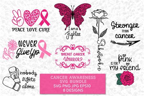 Cancer Awareness SVG bundle | Breast Cancer Quotes Cut file