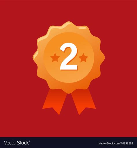 Number two ribbon award colors icon Royalty Free Vector