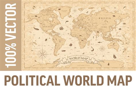 World Map Vintage. Vector Worldmap | Animal Illustrations ~ Creative Market