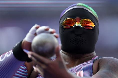 U.S. shot putter Raven Saunders wears full face mask at Olympics ...