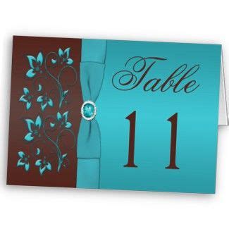 Examples with brown and turquoise Brown Wedding Invitations, Brown Floral, Table Numbers, Color ...