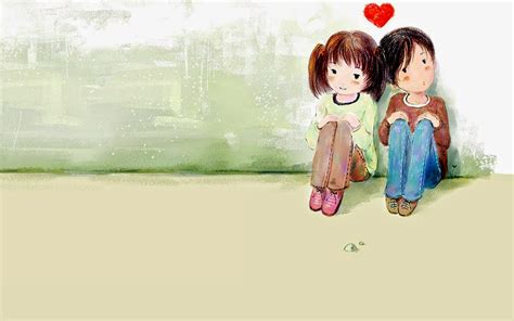 Cute Little Cartoon Couple In Love HD Wallpaper | Best Love HD Wallpapers