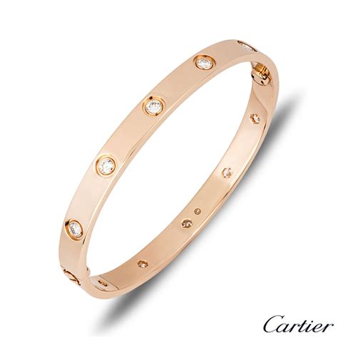 Cartier Rose Gold Full Diamond Love Bracelet Size 20 B6040620 | Rich Diamonds