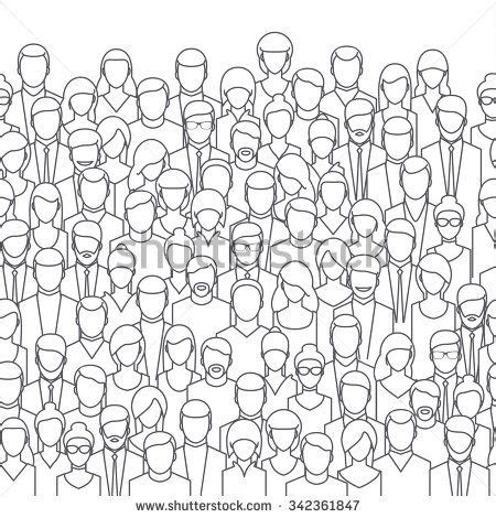 The crowd of abstract people, line style. Flat design, vector illustration. | Crowd drawing ...