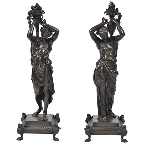 Pair of Classical Antique Bronze Statues For Sale at 1stdibs