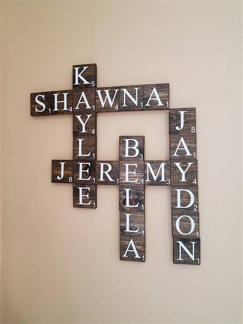 Personalized Wooden Scrabble Family Name Tiles Wall Decor connected or Single Tiles 3.5x3.5 ...