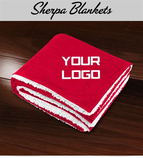 Custom Sherpa Throw Blanket. Embroidered with Your Logo.