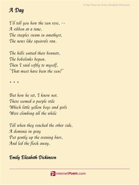 A Day Poem by Emily Elizabeth Dickinson