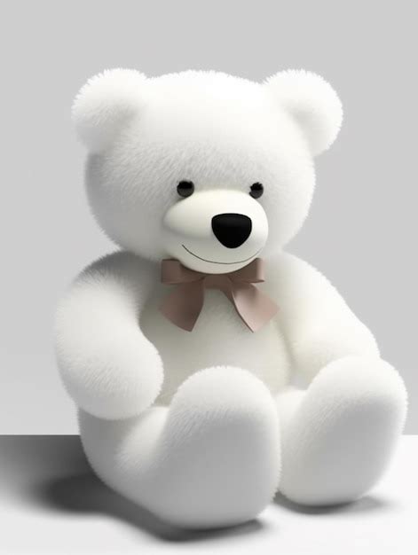 Premium AI Image | a white teddy bear with a bow tie sits on a table