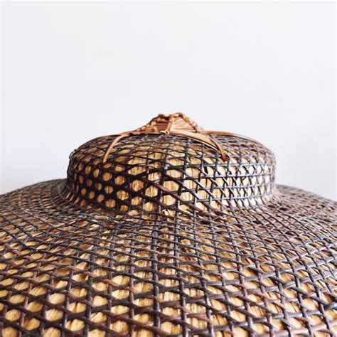 Vintage Filipino Salakot Woven Rattan and Coconut Fiber Sun Hat | Chairish