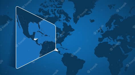 Premium Vector | Location of honduras on the world map with enlarged map of honduras with flag