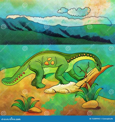 Dinosaur in the Habitat. Illustration of Vulcanodon Stock Illustration ...