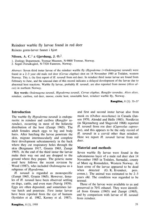 (PDF) Reindeer warble fly larvae found in red deer