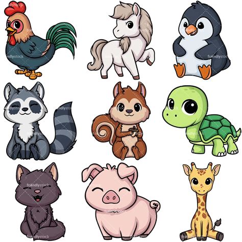 Kawaii Animals Collection 4 Cartoon Vector Clipart - FriendlyStock