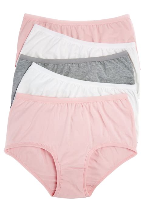 Comfort Choice - Comfort Choice Women's Plus Size 5-Pack Stretch Cotton Full-Cut Brief Underwear ...