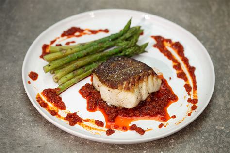 Pan Fried Cod, Green Asparagus and Sobrasada Sausage | Basco Recipe