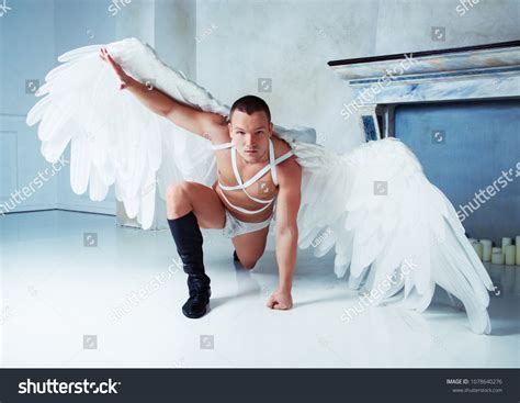 Male Model Big White Angel Wings Stock Photo 1078640276 | Shutterstock