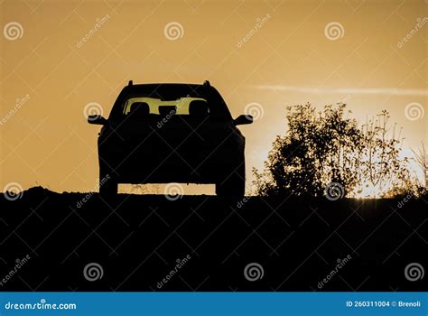 Car Silhouette on a Sunset Background Stock Photo - Image of drive ...