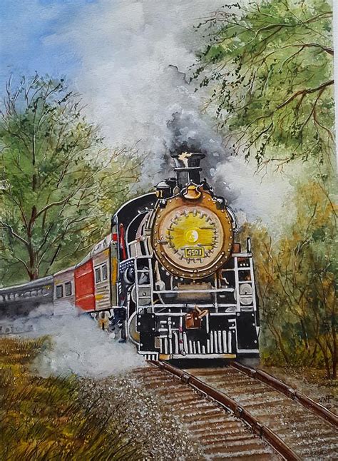 Vintage Train Painting by Virginia Plowman - Fine Art America