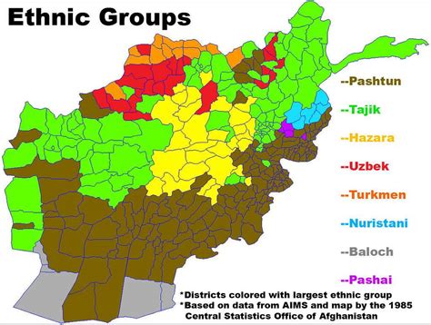 Map of Ethnic Groups (in Districts) in Afghanistan - PICRYL Public ...