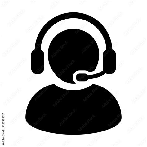 Customer Care Service and Support Icon - Vector Person Avatar with ...