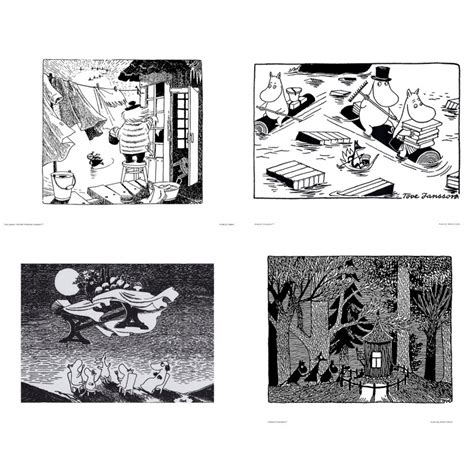 Moomin Set of 4 Posters 24 x 30 cm Black and White Set 17