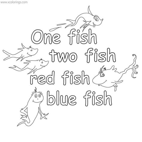 One Fish Two Fish Red Fish Blue Fish Coloring Pages Printable ...