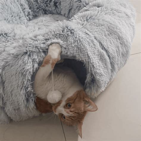 Warm Plush Foldable Cat & Dog Tunnel Bed – fluffytempo