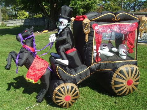 Gemmy 8ft. Long Horse Drawn Carriage Hearse, Halloween Inflatable ...