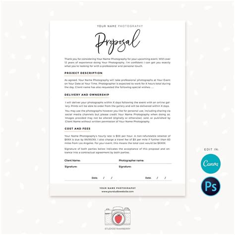 Photographer Proposal Template Photography Forms Forms for - Etsy UK