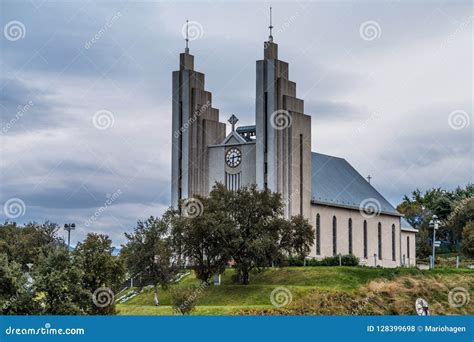 Akureyrarkirkja - Modern Church in Akureyri Stock Photo - Image of city ...