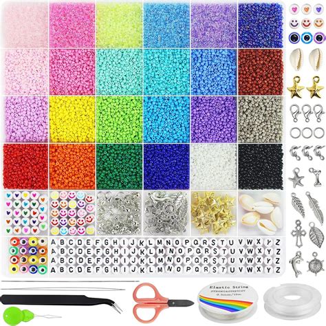 17000pcs 2mm Glass Seed Beads for Jewelry Making Kit, Small Beads ...