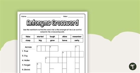 Antonyms - Vocabulary Crossword Puzzle | Teach Starter