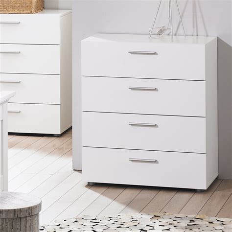 White Large Bedroom Dresser Storage Drawer Modern 4 Wood Chest of Drawers