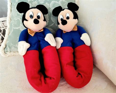 Mickey Mouse Slippers ADULT Vintage Mickey Mouse Plush Slippers Novelty ...